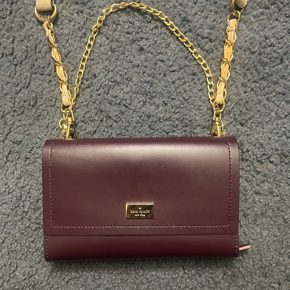 Kate Spade Burgundy Violet Crossbody Saddle Clutch Convertible Bag